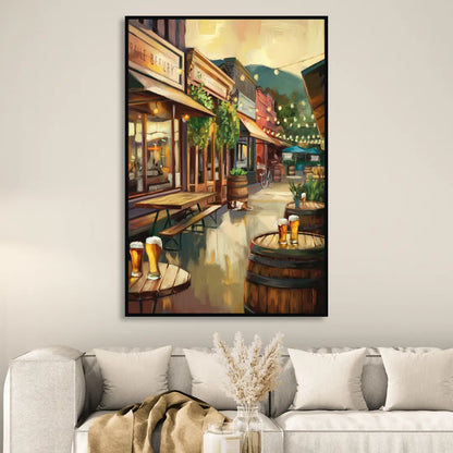 Asheville Local Brewery District Living Room - Black Canvas Wall Art