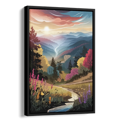 Asheville NC Scenic Overlook Side - Black Canvas Wall Art