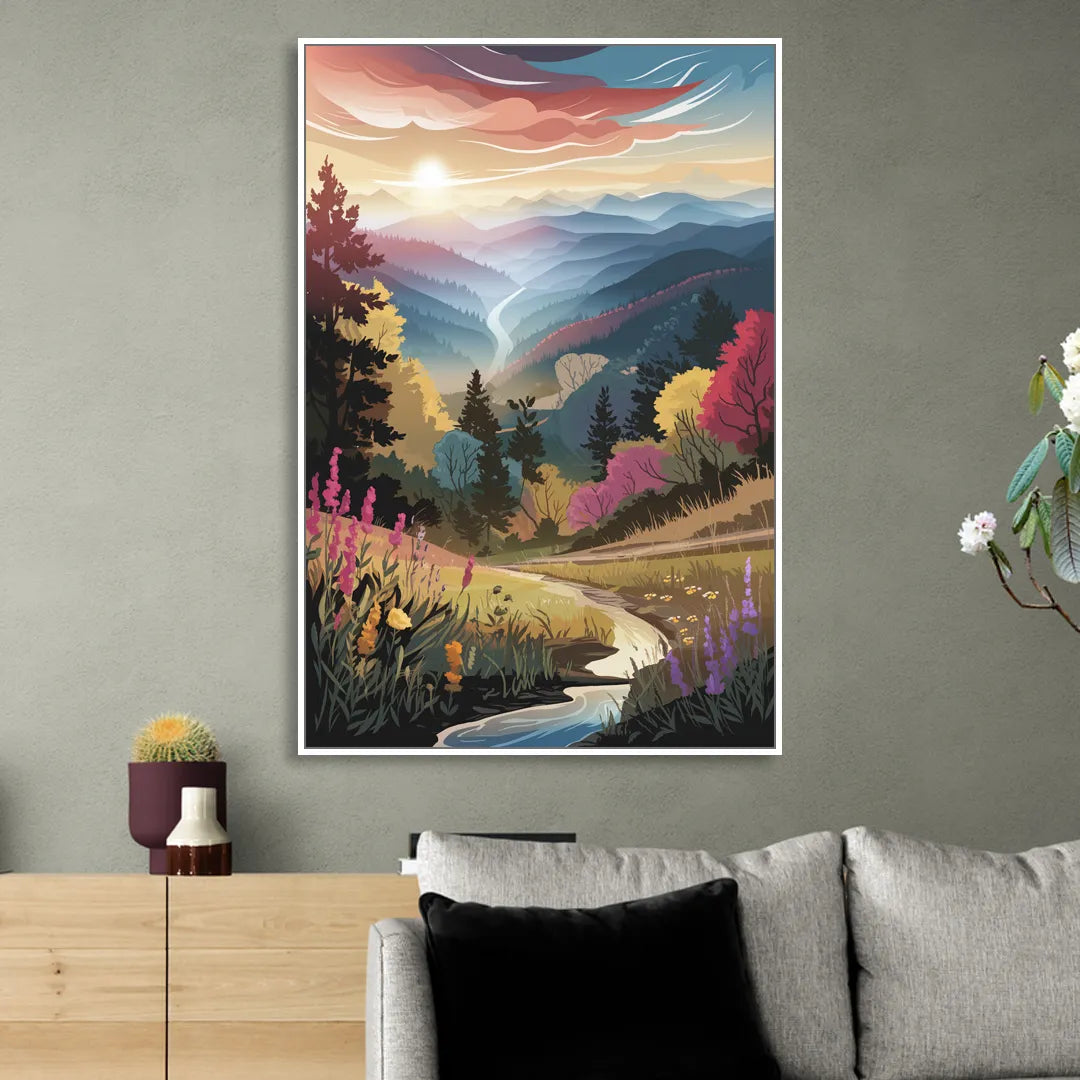 Asheville NC Scenic Overlook Living Room - White Canvas Wall Art