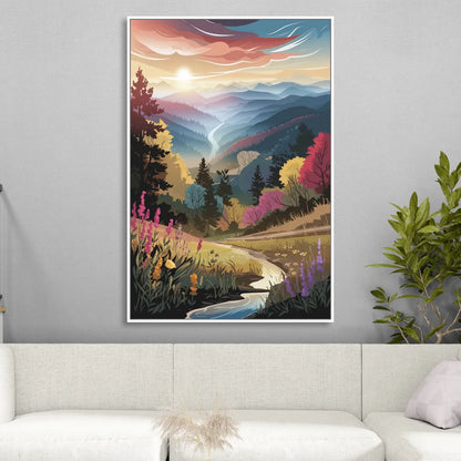 Asheville NC Scenic Overlook Sitting Room - White Canvas Wall Art