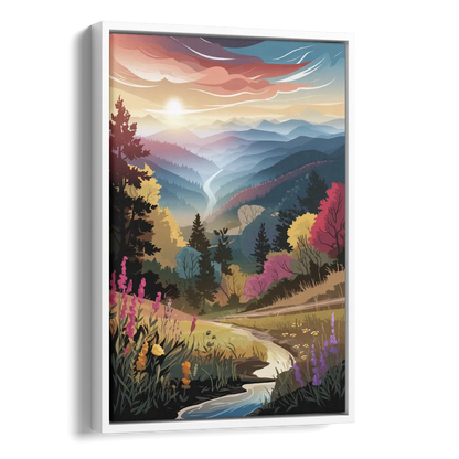 Asheville NC Scenic Overlook Side - White Canvas Wall Art
