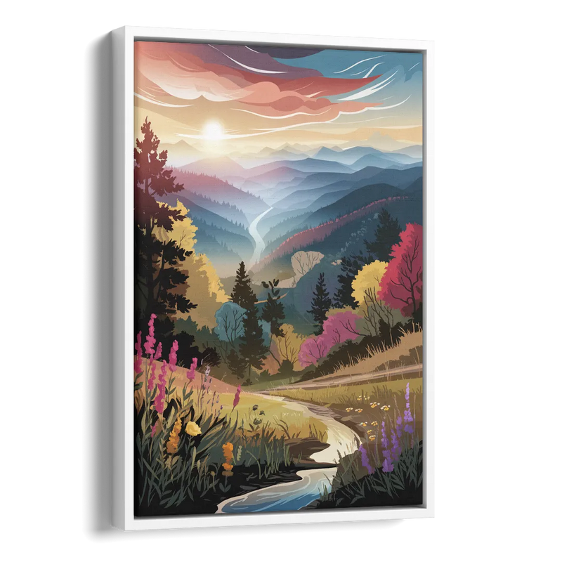 Asheville NC Scenic Overlook Side - White Canvas Wall Art