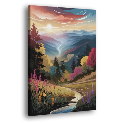 Asheville NC Scenic Overlook Side - Canvas Wall Art