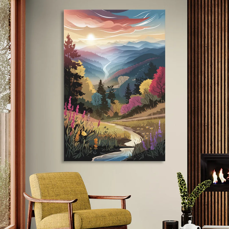 Asheville NC Scenic Overlook Sitting Room - Canvas Wall Art