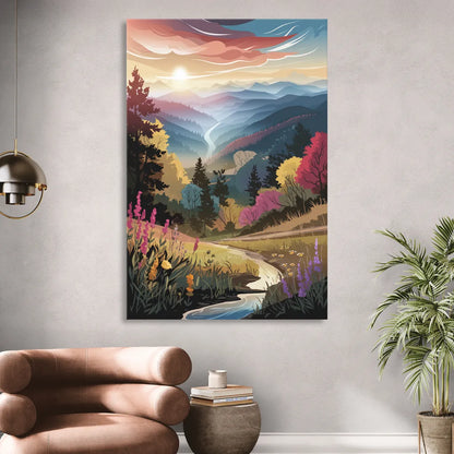 Asheville NC Scenic Overlook Living Room - Canvas Wall Art