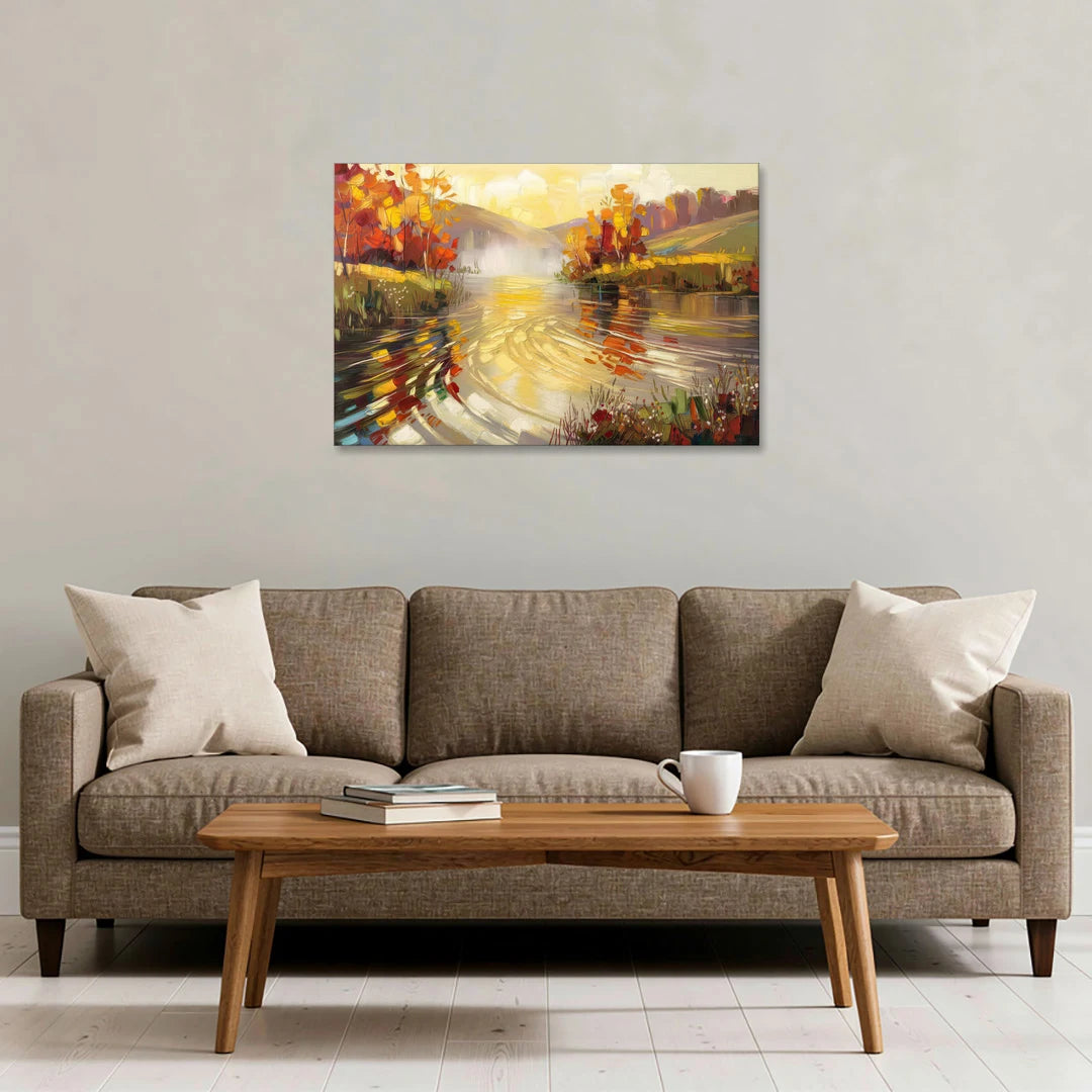 Asheville Riverfront Serenity - Canvas Wall Art - Sofa - 36x24