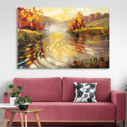 Asheville Riverfront Serenity Living Room - Canvas Wall Art