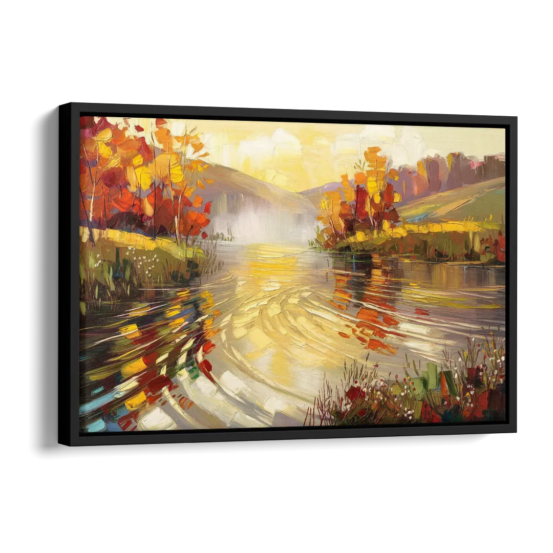 Asheville Riverfront Serenity Side - Black Canvas Wall Art