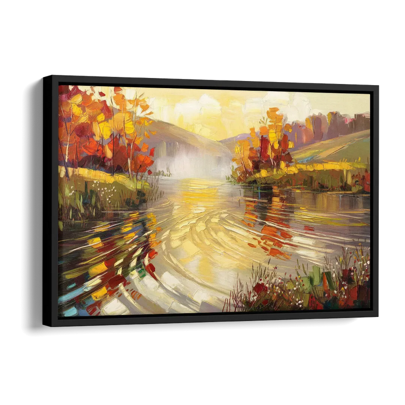 Asheville Riverfront Serenity Side - Black Canvas Wall Art