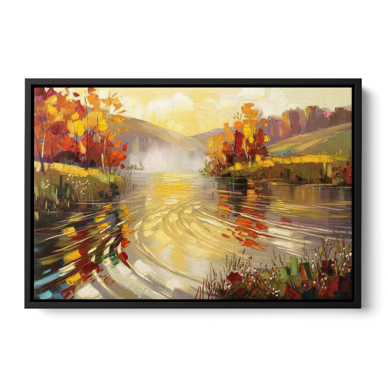 Asheville Riverfront Serenity Front - Black Canvas Wall Art