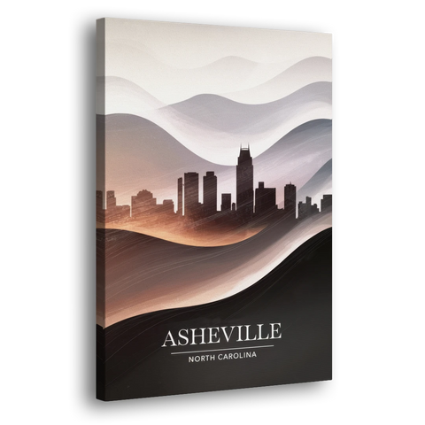 Asheville Skyline and Mountains - Canvas Wall Art - Side