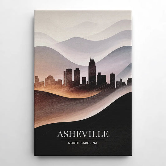 Asheville Skyline and Mountains - Canvas Wall Art