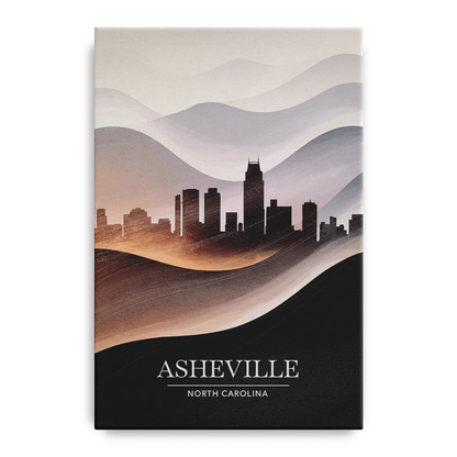 Asheville Skyline and Mountains Front - Canvas Wall Art