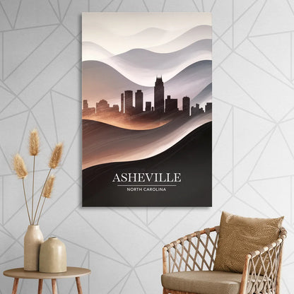 Asheville Skyline and Mountains Sitting Room - Canvas Wall Art