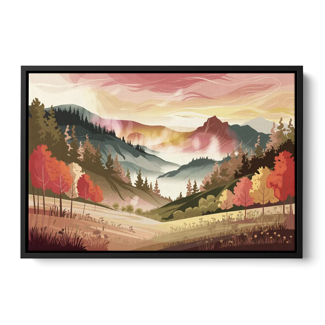 Asheville Smoky Mountain Sunrise Front - Black Canvas Wall Art