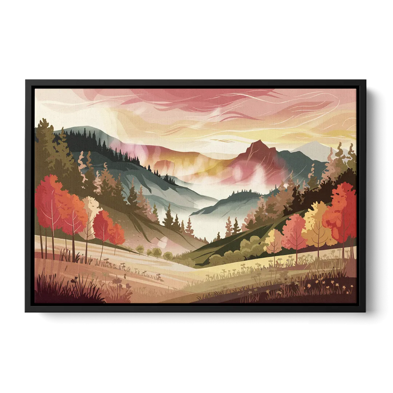 Asheville Smoky Mountain Sunrise Front - Black Canvas Wall Art