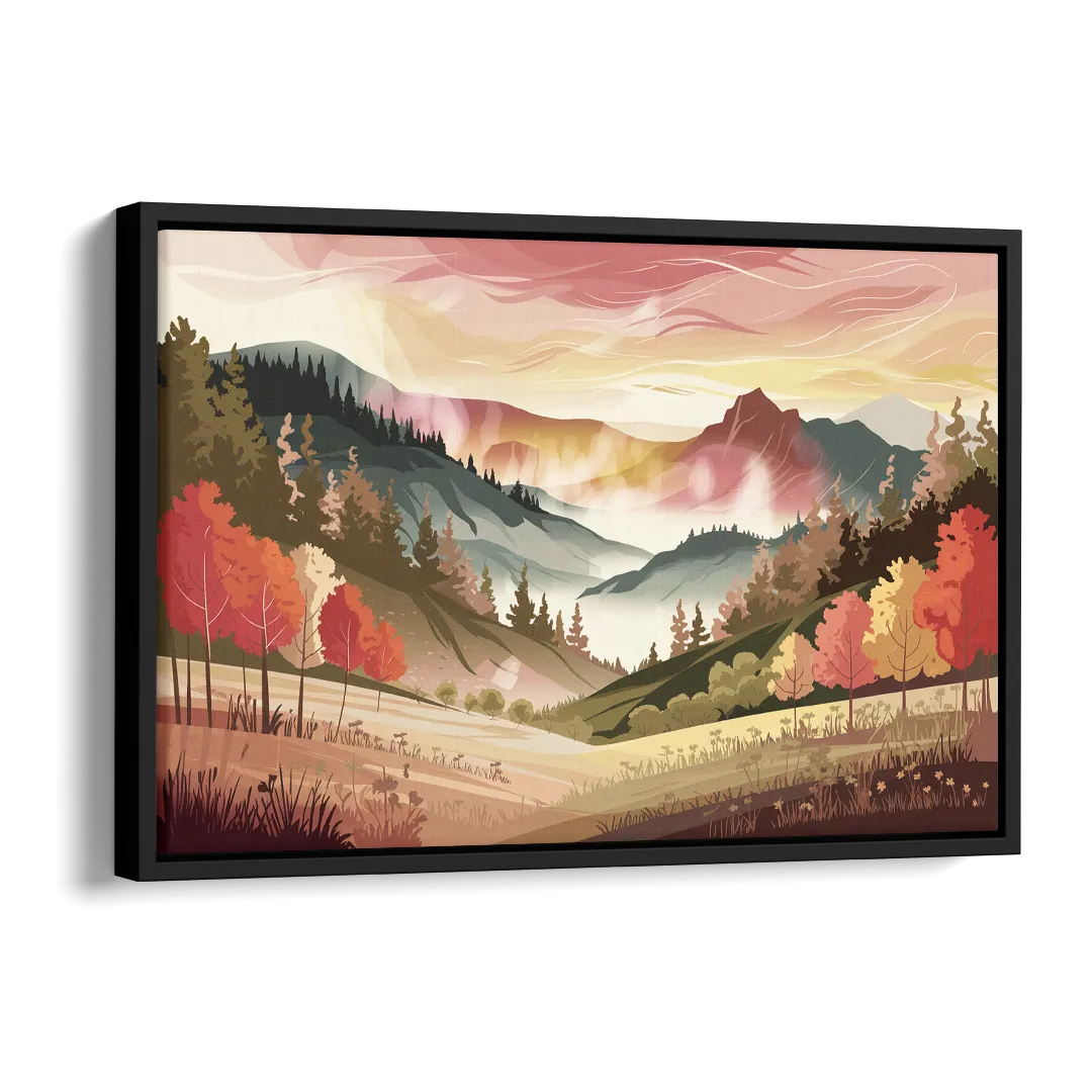 Asheville Smoky Mountain Sunrise Side - Black Canvas Wall Art