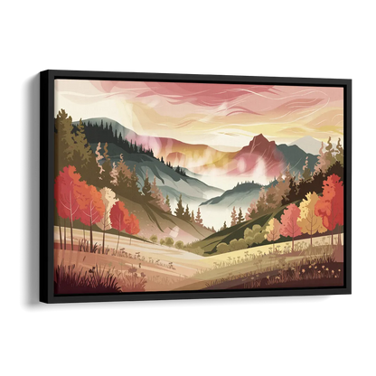 Asheville Smoky Mountain Sunrise Side - Black Canvas Wall Art