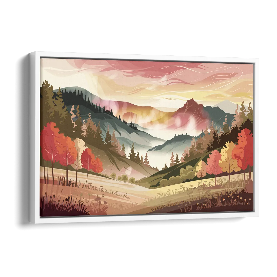 Asheville Smoky Mountain Sunrise Side - White Canvas Wall Art
