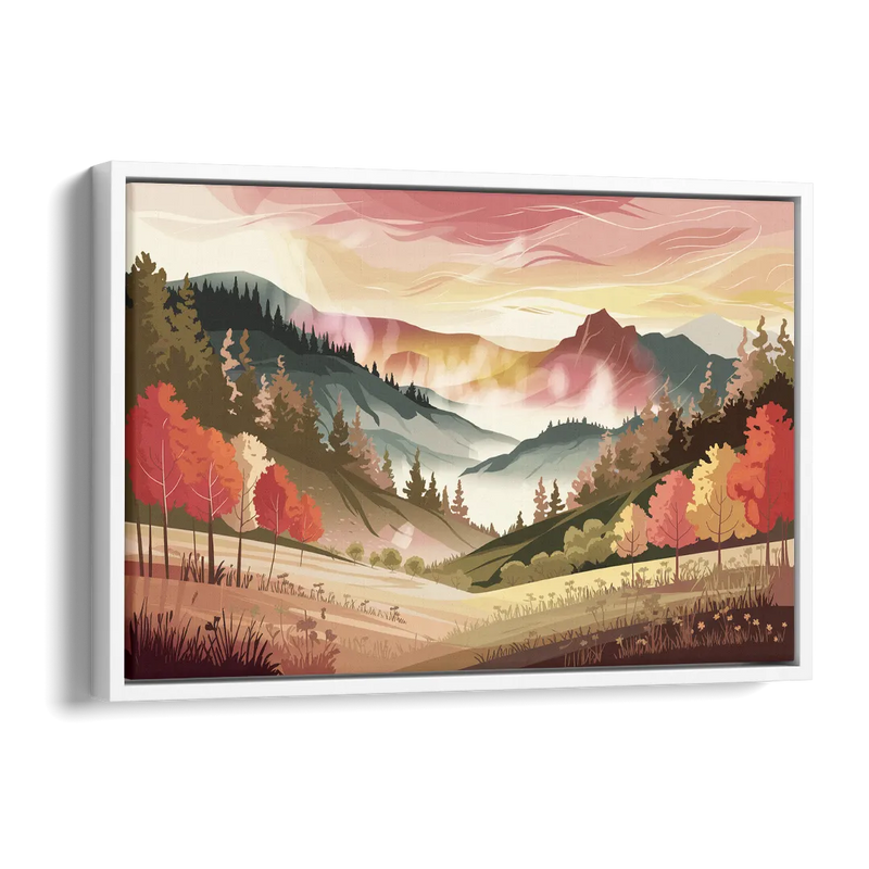 Asheville Smoky Mountain Sunrise Side - White Canvas Wall Art