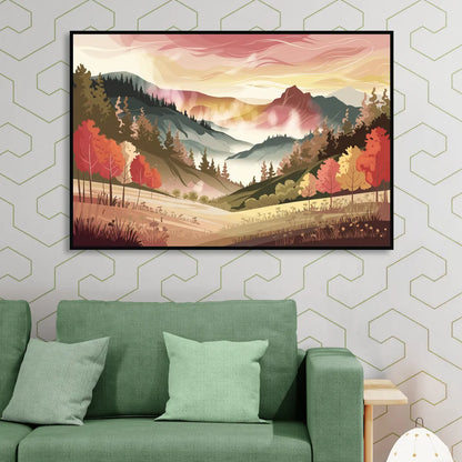 Asheville Smoky Mountain Sunrise Sitting Room - Black Canvas Wall Art