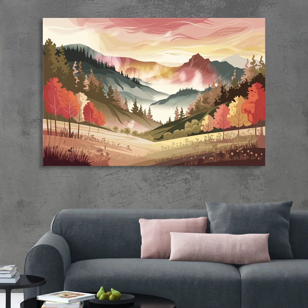 Asheville Smoky Mountain Sunrise Sitting Room - Canvas Wall Art