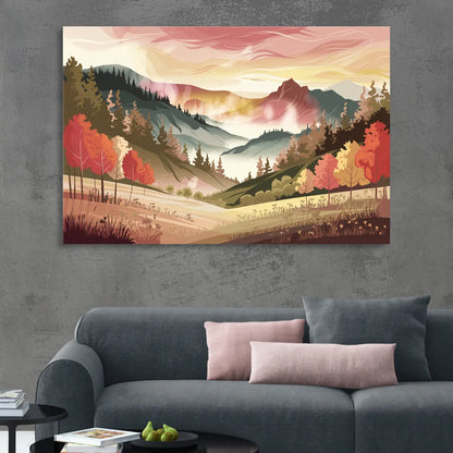 Asheville Smoky Mountain Sunrise Sitting Room - Canvas Wall Art