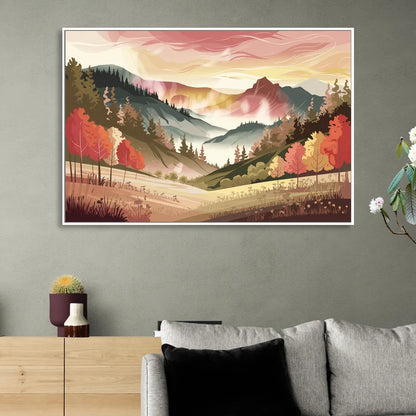 Asheville Smoky Mountain Sunrise Sitting Room - White Canvas Wall Art