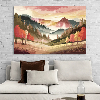 Asheville Smoky Mountain Sunrise Living Room - Canvas Wall Art
