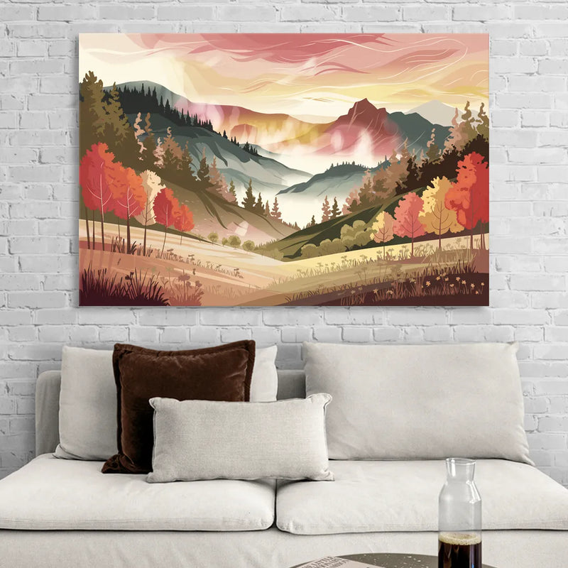Asheville Smoky Mountain Sunrise Living Room - Canvas Wall Art