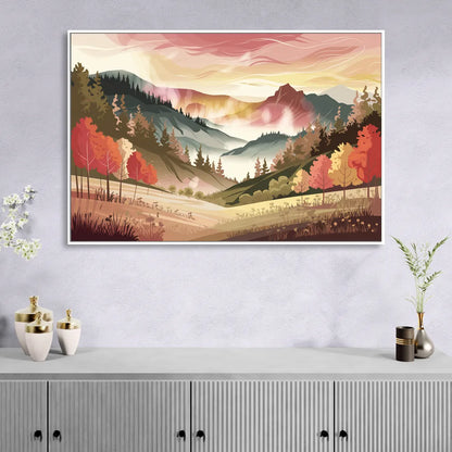 Asheville Smoky Mountain Sunrise Living Room - White Canvas Wall Art