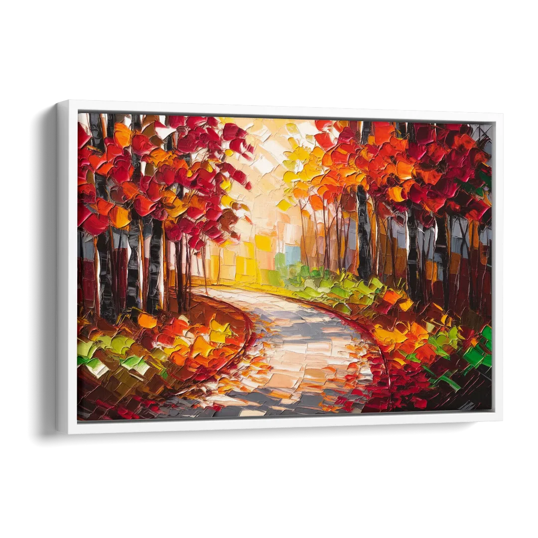 Ashland Autumn Forest Side - White Canvas Wall Art