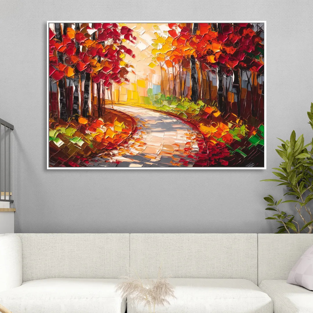 Ashland Autumn Forest Sitting Room - White Canvas Wall Art
