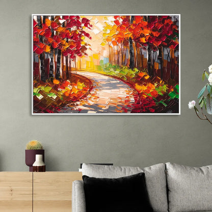 Ashland Autumn Forest Living Room - White Canvas Wall Art