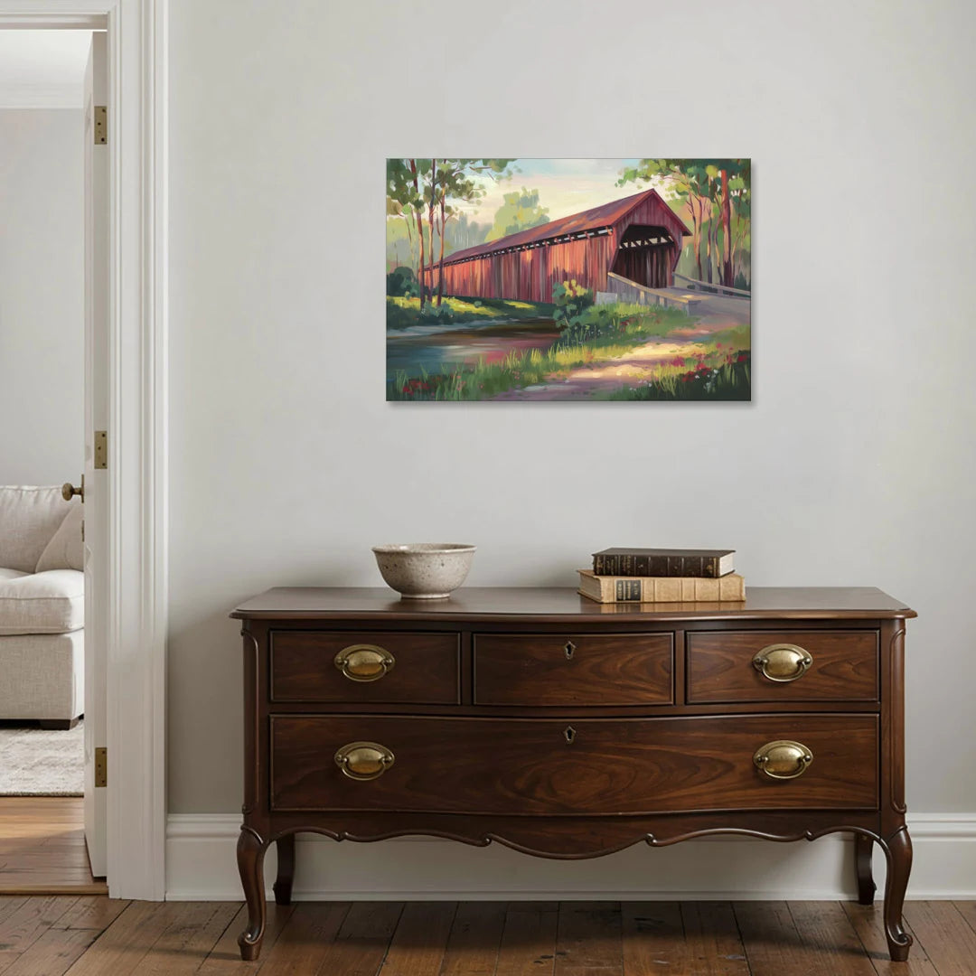Ashland Covered Bridge - Canvas Wall Art - Coffee Table - 36x24
