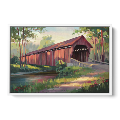 Ashland Covered Bridge Front - White Canvas Wall Art
