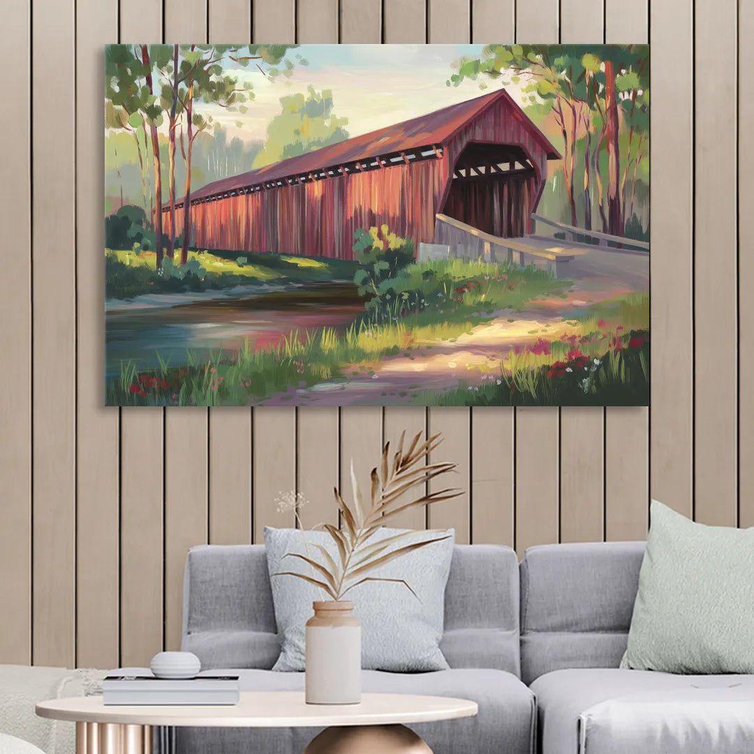 Ashland Covered Bridge Living Room - Canvas Wall Art