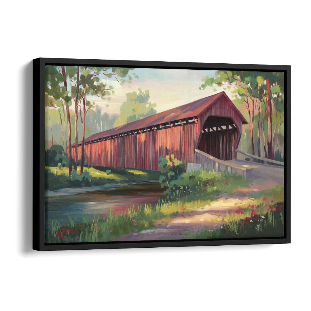 Ashland Covered Bridge Side - Black Canvas Wall Art