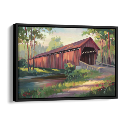 Ashland Covered Bridge Side - Black Canvas Wall Art