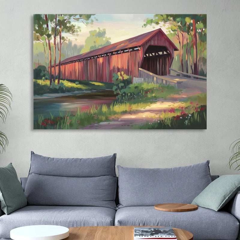 Ashland Covered Bridge Sitting Room - Canvas Wall Art