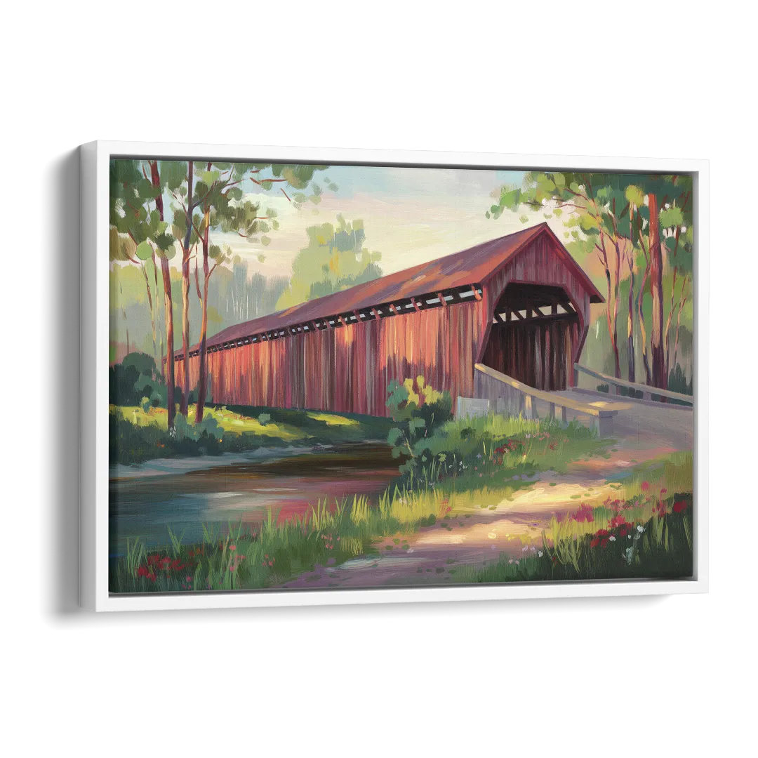 Ashland Covered Bridge Side - White Canvas Wall Art