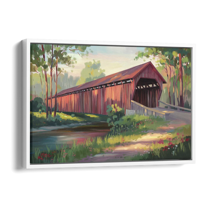 Ashland Covered Bridge Side - White Canvas Wall Art