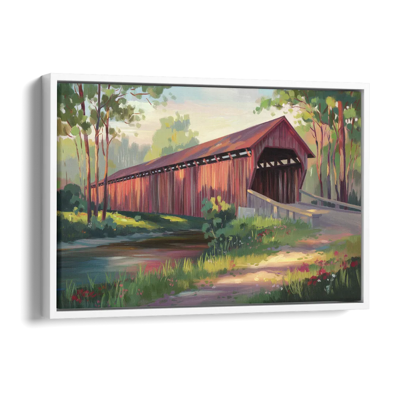 Ashland Covered Bridge Side - White Canvas Wall Art