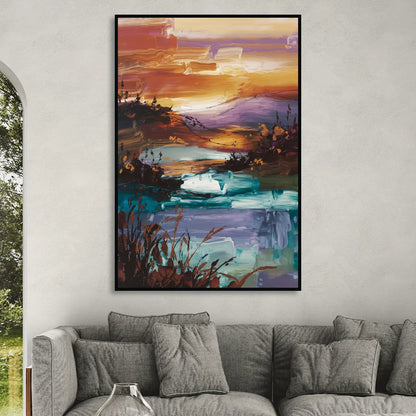 Ashland Evening Glow Living Room - Black Canvas Wall Art