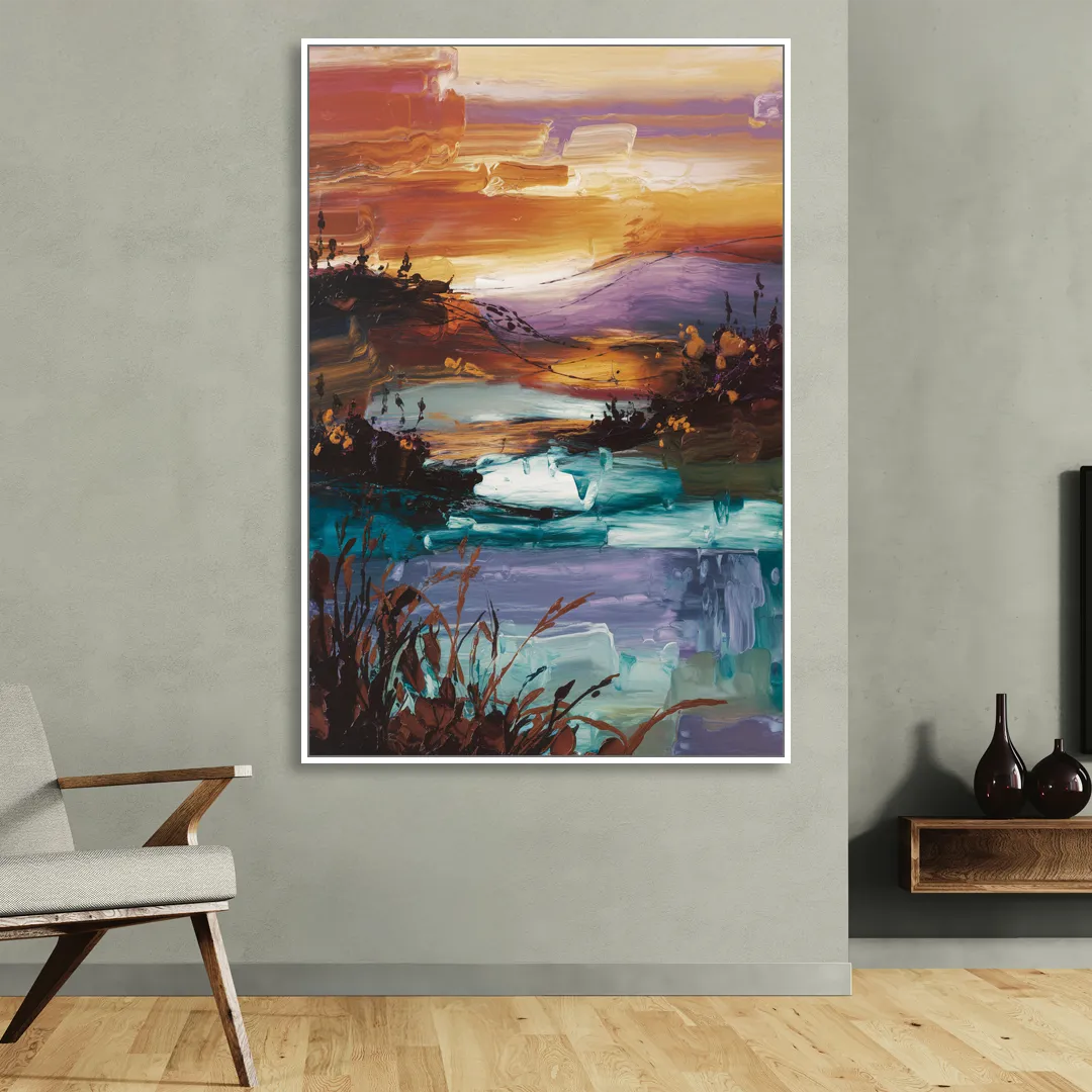 Ashland Evening Glow Sitting Room - White Canvas Wall Art