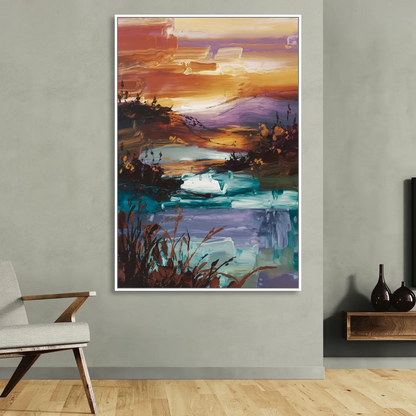 Ashland Evening Glow Sitting Room - White Canvas Wall Art