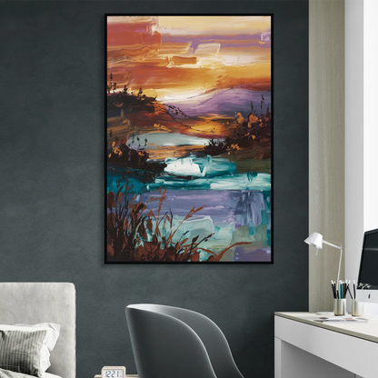 Ashland Evening Glow Sitting Room - Black Canvas Wall Art
