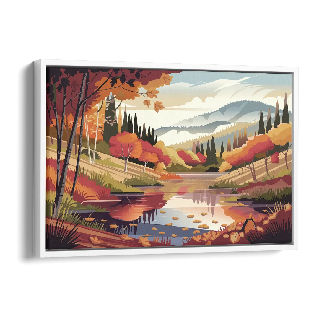 Ashland Fall Foliage Side - White Canvas Wall Art