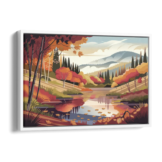 Ashland Fall Foliage Side - White Canvas Wall Art