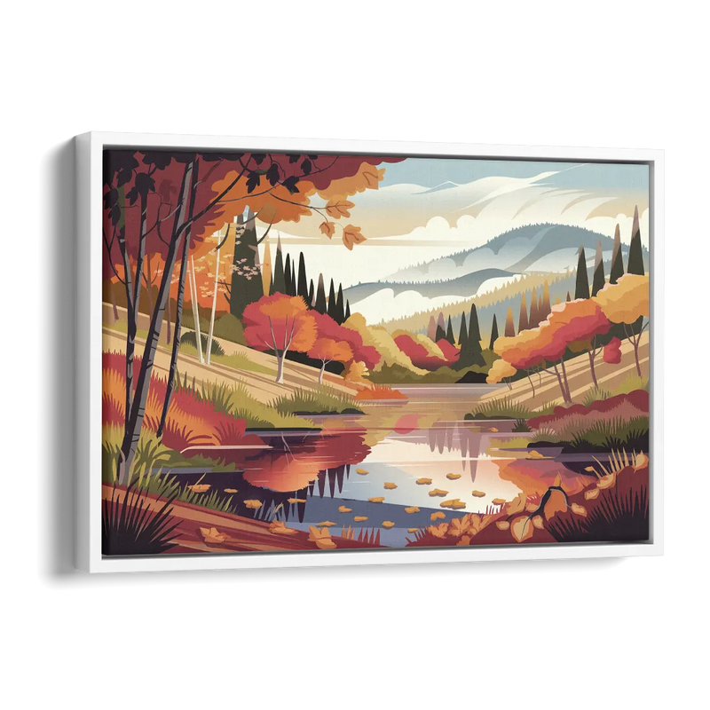 Ashland Fall Foliage Side - White Canvas Wall Art